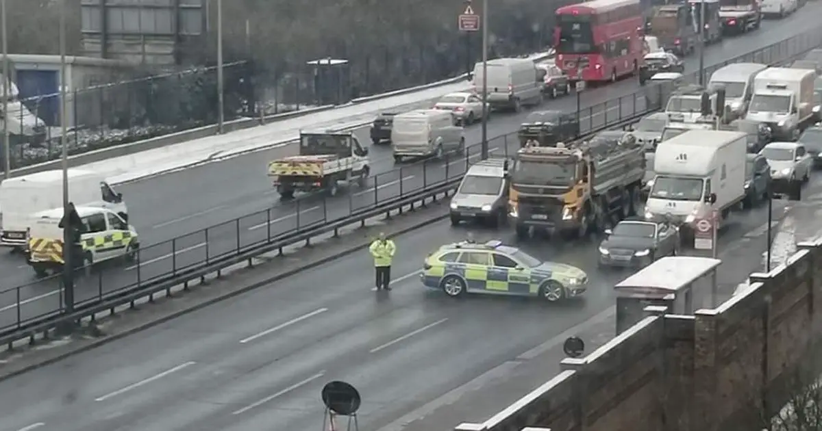 Police have halted traffic on the A13 after a serious fuel spillage
