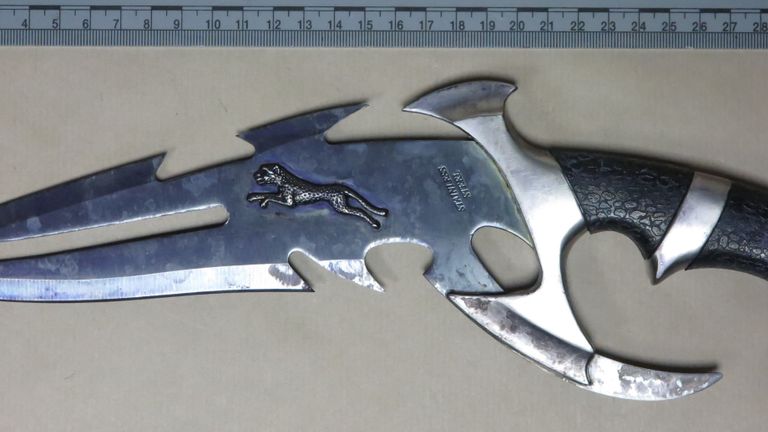 The blade of the 'zombie' knife that police recovered