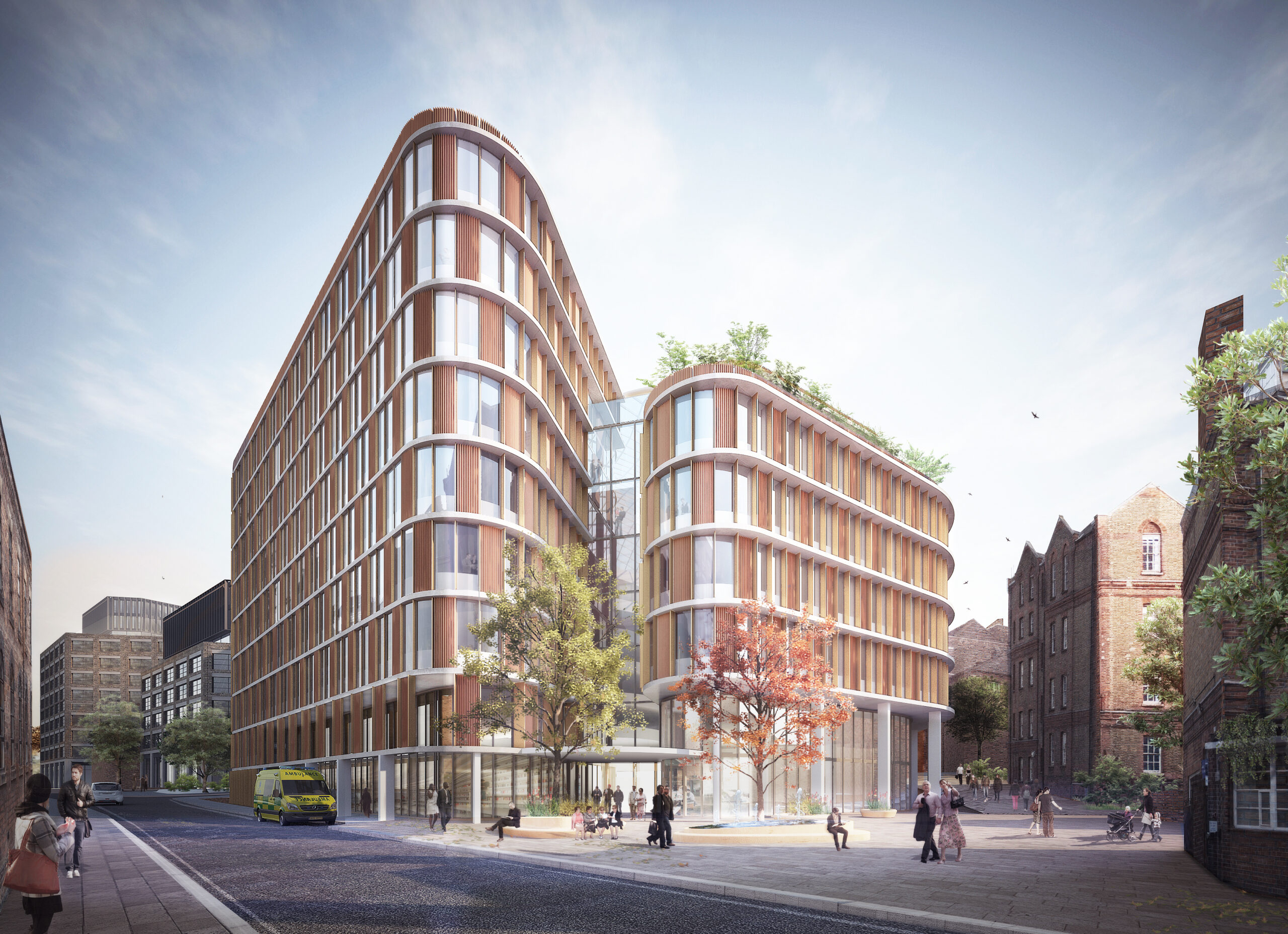 Proposals for a major new eye-care, research and educational facility at St Pancras Hospital in Camden, north London by Penoyre & Prasad and White Arkitekter