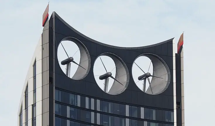 The totally pointless non-spinning turbines of the Strata Tower in south London