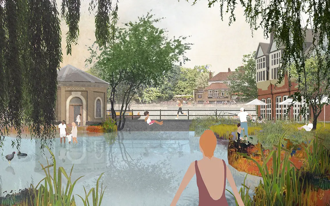 An artist's impression of East London Waterworks Park by Kirsty Badenoch